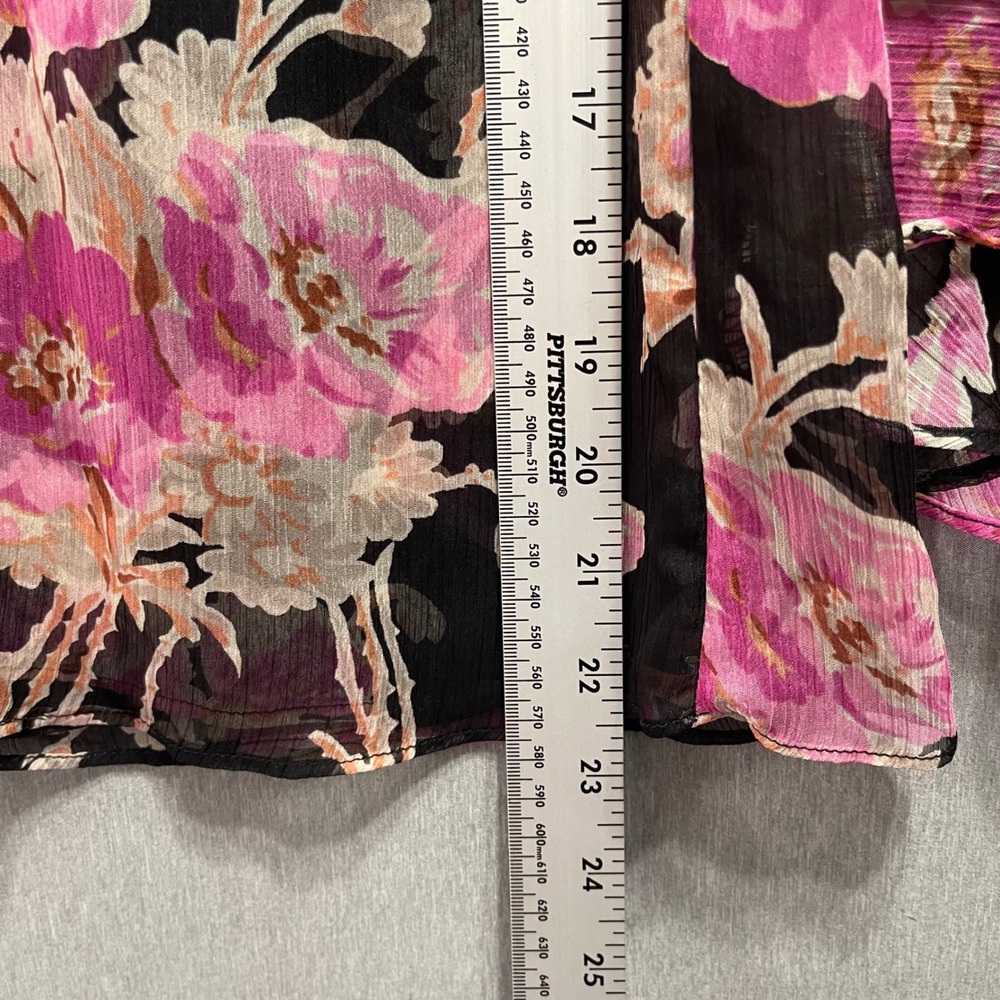 MISA Los Angeles Floral Tie Neck Blouse Womens XS Pink Ruffle Chiffon Fairy Y2K‎ - Picture 6 of 9